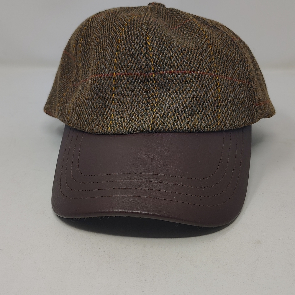 Walker and Hawkes Derby Tweed and Leather Adjustable Cap